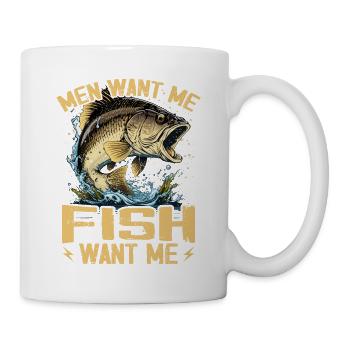 Men Want Me Fish Fear Me Tees Fishing - Mug - white - Right