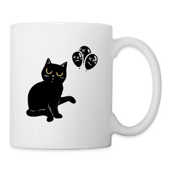 Schwarzer Kater Katze Halloween Luftballons - Tasse - Weiß - Rechts