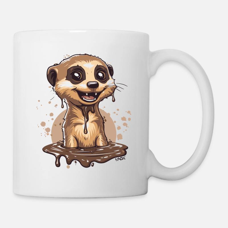 Lustiges Schokoladen Erdmännchen - Tasse - Weiß