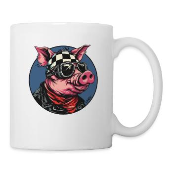 Motorcyclist Motorcycle Biker Pig - Mug - white - Right