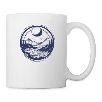 Lune et nature : rivière et montagnes - Mug blanc - blanc - Droite
