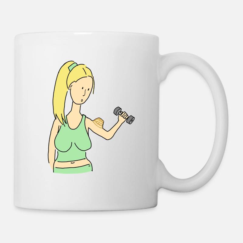 Puddingmuskeln? (Frau, blond) - Tasse - Weiß
