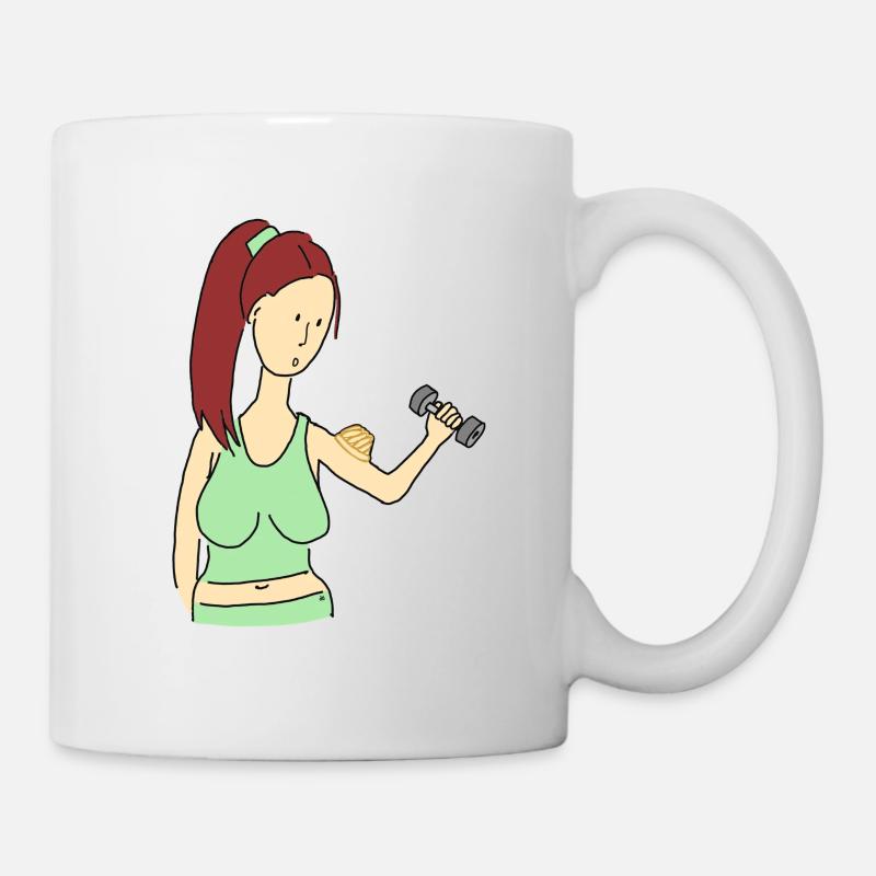 Puddingmuskeln? (Frau, dunkelhaarig) - Tasse - Weiß