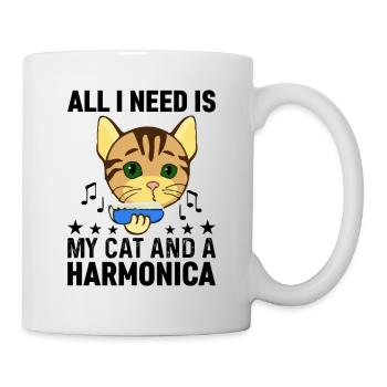 All I Need Is My Cat And A Harmonica Mouth Organ M - Tasse - Weiß - Rechts