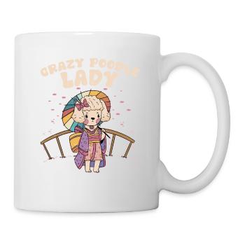 Crazy Poodle Lady Puppy Maman Propriétaire De Chien - Mug blanc - blanc - Droite