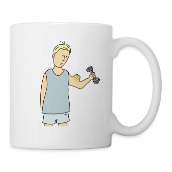 Puddingmuskeln (Mann, blond) - Tasse - Weiß - Rechts