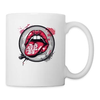 Baiser franco-japonais : lèvres et bouche - Mug blanc - blanc - Droite