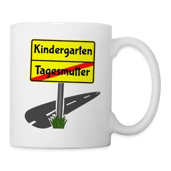 Ortsschild Kindergarten Tagesmutter Abschied Kita - Tasse - Weiß - Rechts
