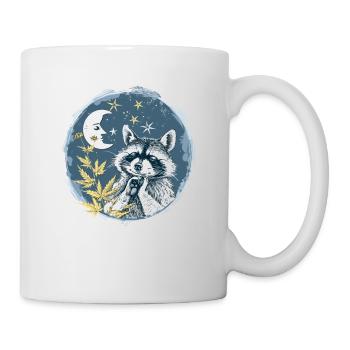 Stars, moon and sleeping raccoon - Mug - white - Right