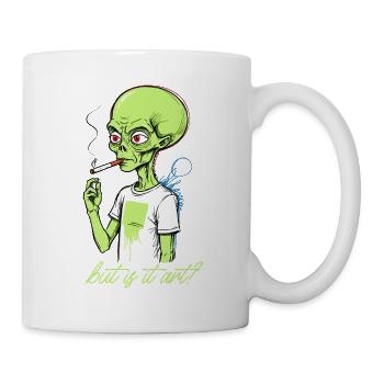 Lustiger Außerirdischer Spruch Aber Ist Es Kunst - Tasse - Weiß - Rechts