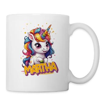 MARTHA - Schöner Mädchen Name mit süßem Einhorn - Tasse - Weiß - Rechts