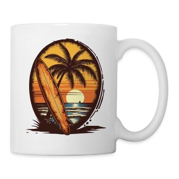Sunset Surfboard Palm Trees - Mug - white - Right