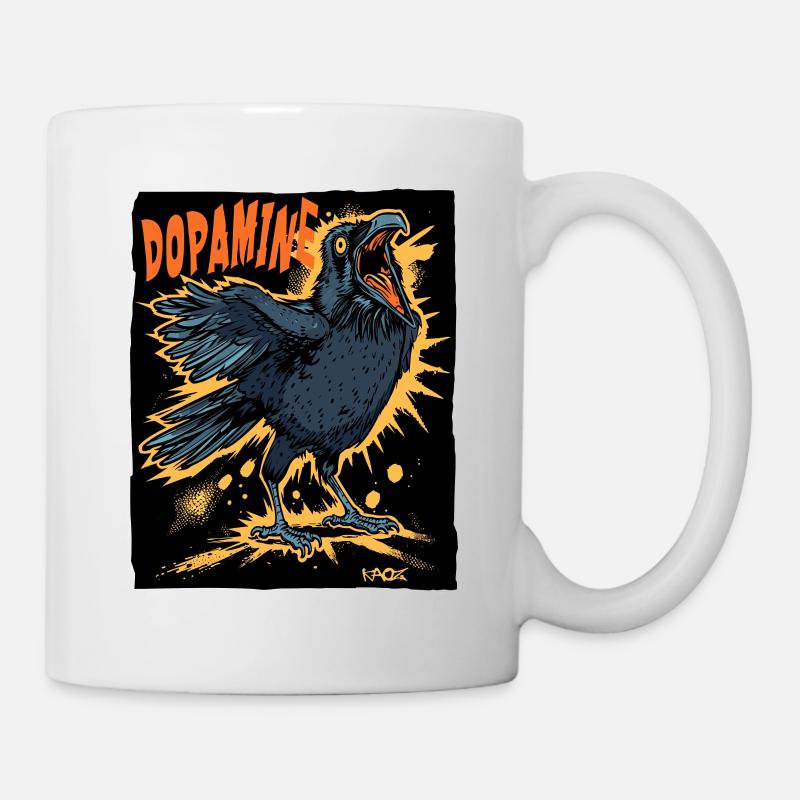 Die lustige verrückte Dopamin Krähe - Tasse - Weiß