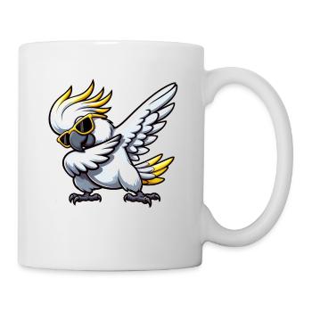 Dessin dessiné dessiné mignon de cacatoès qui fait du dabing - Mug blanc - blanc - Droite