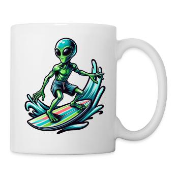 Alien Alien Surfer Surfboard 90s - Mug - white - Right