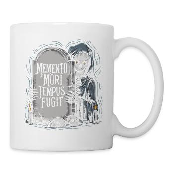 Memento Mori Tempus Fugit Skelett Stoiker - Tasse - Weiß - Rechts