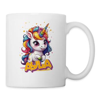 AYLA - Beautiful girl name with cute unicorn - Mug - white - Right
