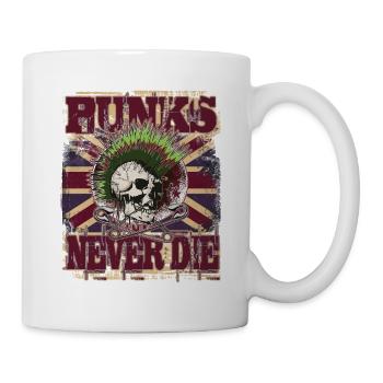 Les punks ne meurent jamais, Union Jack, Punk Skull - Mug blanc - blanc - Droite