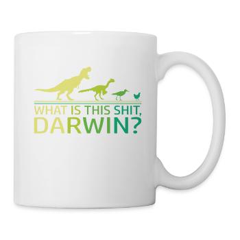 Lustige Evolution Dino Dinosaurier Darwin T-Rex - Tasse - Weiß - Rechts