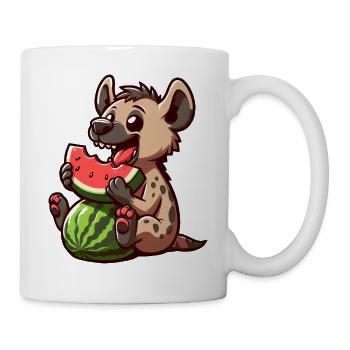 Hyäne mit Wassermelone Sommerfrucht - Tasse - Weiß - Rechts