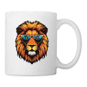 Tête de lion Cool - Mug blanc - blanc - Droite