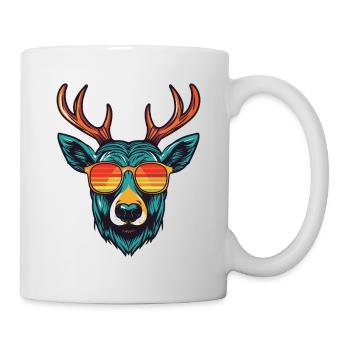 Hirsch Kopf Cool - Tasse - Weiß - Rechts