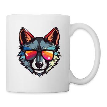 Wolf Kopf Cool - Tasse - Weiß - Rechts