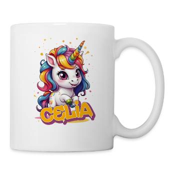 CELIA - Beau prénom de fille avec licorne mignonne - Mug blanc - blanc - Droite