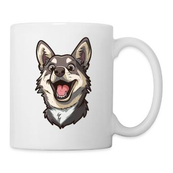 Västgötaspets Vallhund suédois | Illustration de dessin animé - Mug blanc - blanc - Droite