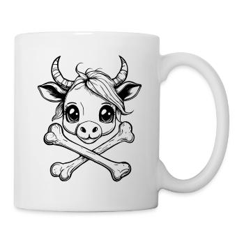 Cool Kids T-Shirt: Cartoon-Piraten-Stier - Tasse - Weiß - Rechts