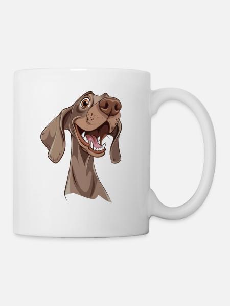 Braque de Weimar | Illustration de dessin animé - Mug blanc - blanc