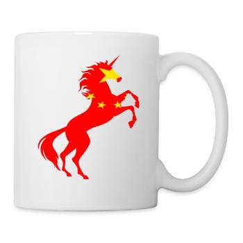 Einhorn China Flagge T-Shirt Magisches Einhorn Chinesisch - Tasse - Weiß - Rechts
