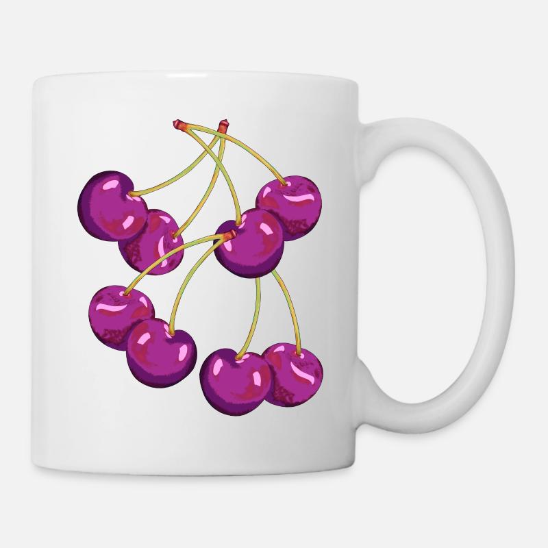 Rockabilly Retro Vintage Kirschen Kirsche 80er Obs - Tasse - Weiß