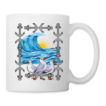 Mouettes, Mouette, Vagues, Mer, Océan, Côte - Mug blanc - blanc - Droite