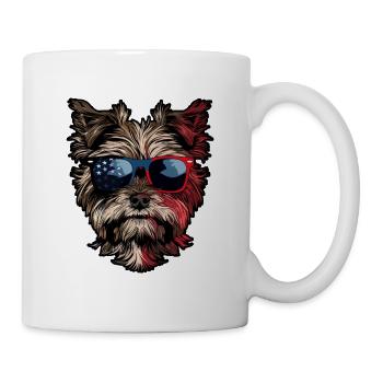 Yorkshire Terrier with American Sunglasses - Mug - white - Right