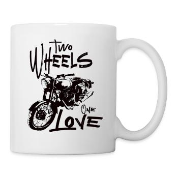 Two Wheels One Love Motorcycle Biker Motorcyclist - Mug - white - Right