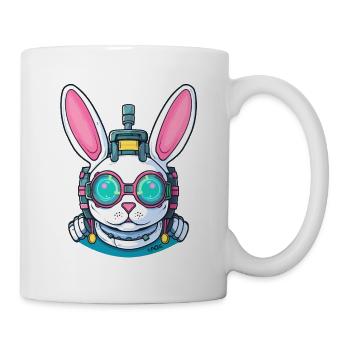 Ein lustiger Cyborg-Hase - Tasse - Weiß - Rechts