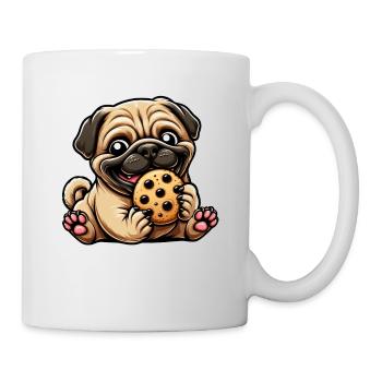 Mops Cookie Süßer Nachtisch Keks - Tasse - Weiß - Rechts