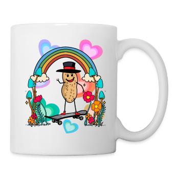 Erdnuss Erdnüsse Regenbogen Herzen Geburtstag - Tasse - Weiß - Rechts