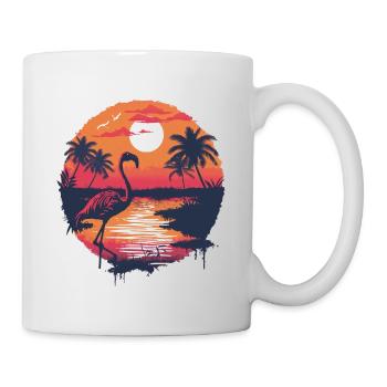 Flamingo Illustration - Tasse - Weiß - Rechts