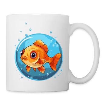 süßer herziger Goldfisch im Wasserglas - Tasse - Weiß - Rechts
