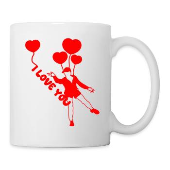 Ich liebe dich rote herz Luftballons - Tasse - Weiß - Rechts