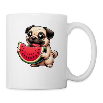 Pug with Watermelon Cartoon - Mug - white - Right