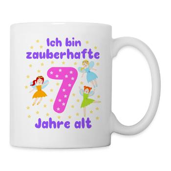 7. Geburtstag Feen Magie Fantasie Mädchen 7 Jahre - Tasse - Weiß - Rechts