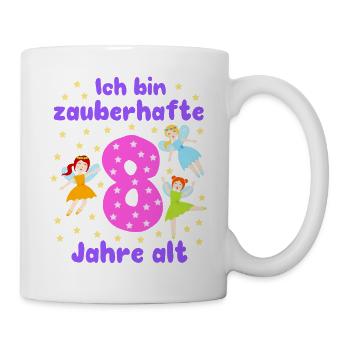 8. Geburtstag Feen Magie Fantasie Mädchen 8 Jahre - Tasse - Weiß - Rechts