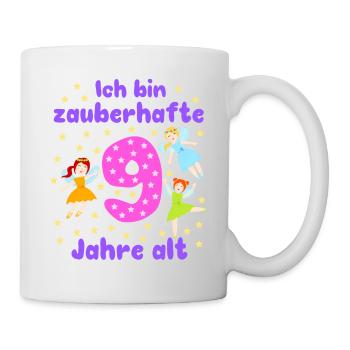 9. Geburtstag Feen Magie Fantasie Mädchen 9 Jahre - Tasse - Weiß - Rechts