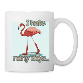 FLAMANT ROSE- PLUIE- RÉTRO - Mug blanc - blanc - Droite