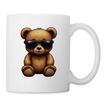 Teddy Braunbär Teddybär mit coole Sonnenbrille - Tasse - Weiß - Rechts