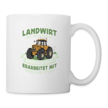 Landwirt Mit Herz & Blut Bauernhof Bauer - Tasse - Weiß - Rechts