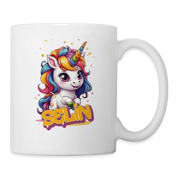 SELIN - Beau nom de fille avec une licorne mignonne - Mug blanc - blanc - Droite